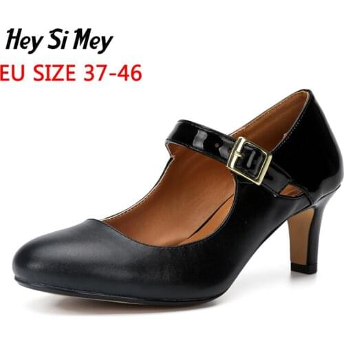 Female Shoes Women Pumps Sexy Red Wedding Party Thin Heel Buckle Strap Round Toe High Heels Ladies Platform Sandals Muje