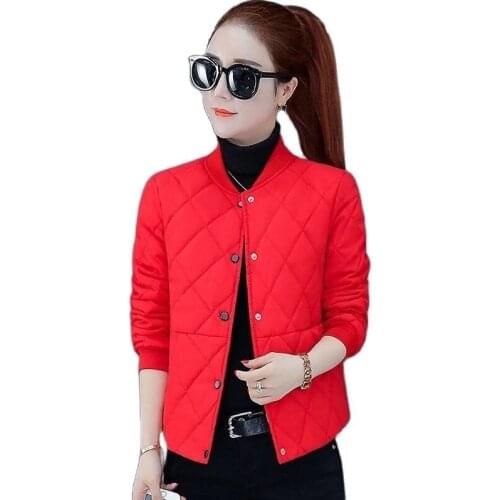 Womens Parkas 2021 New Female Autumn Winter Short Down Cotton Padded Jacket Ladies Casual Coat Women Thin Baseball Uniform D