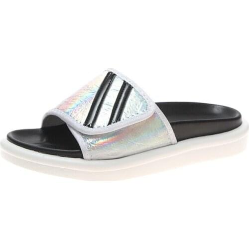 Slippers women 2019 Summer New Mid Heel Ladies Slipper Outdoor casual thick sole 3.5cm Flat with Beach Shoes Woman Slides 35-39