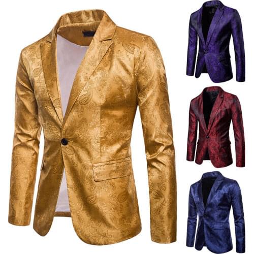 Plus Size M-3XL Stylish Men Shawl Lapel Slim Fit Formal Blazer One Button Wedding Party Evening Suit Coat Jacket Tops