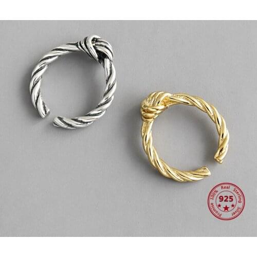 Factory Price 100% 925 Sterling Silver Ring Fashion Minimalism Twisted Braid Shape Open Type Female Ring Give Girlfriend a Gift