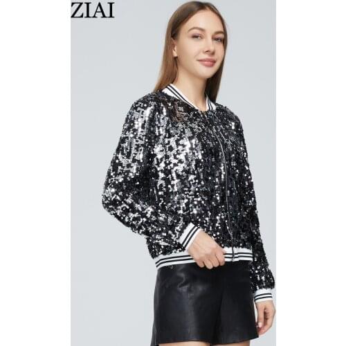 ZIAI 2021 NEW Womens spring jacket Thin Womens coat Fashion jacket Sequins Short female Trendy Brand ladies jackets DY11