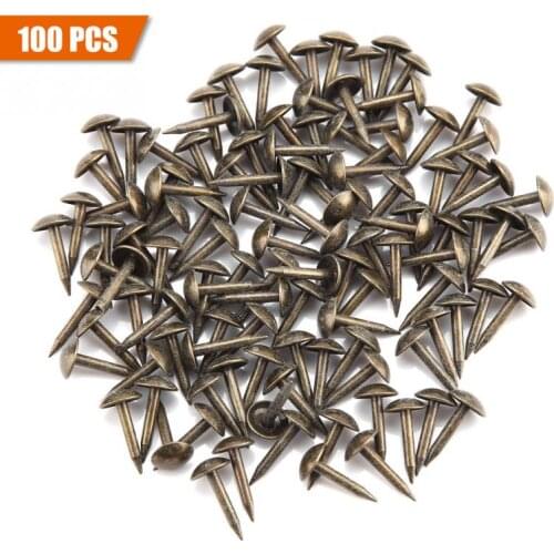 100pcs/set Iron Upholstery Nail Antique Jewelry Case Box Sofa Decorative Tack Stud Pushpin Repairing Decorative Furniture Nails
