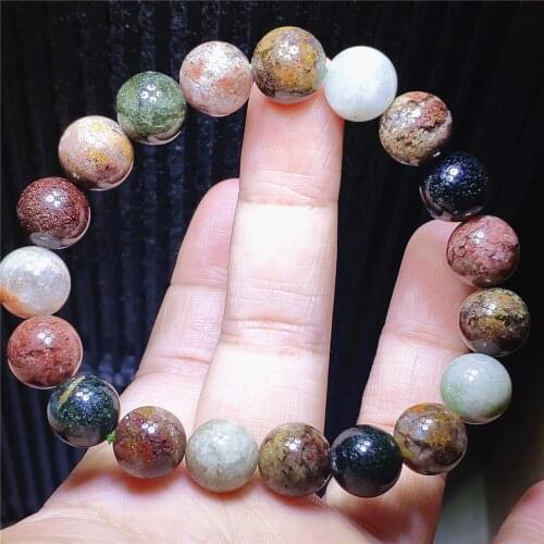 11mm Natural Colorful Phantom Crystal Round Beads Bracelet Crystal Garden Snow Phantom Women Men AAAAA