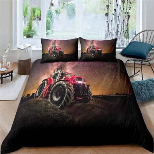 Luxury 3D Tractor Print 2/3Pcs Kids Bedding Set Comfortable Duvet Cover Pillowcase Home Textile Single Queen and King Size