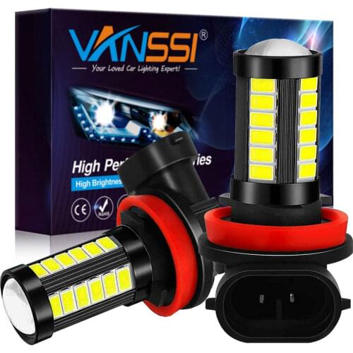 VANSSI 2PCS H11 H8 H16 Led Fog Lights HB4 9006 H9 H10 5730 SMD 2600LM 6000K White Auto Driving Running LED Fog Lamps 12v
