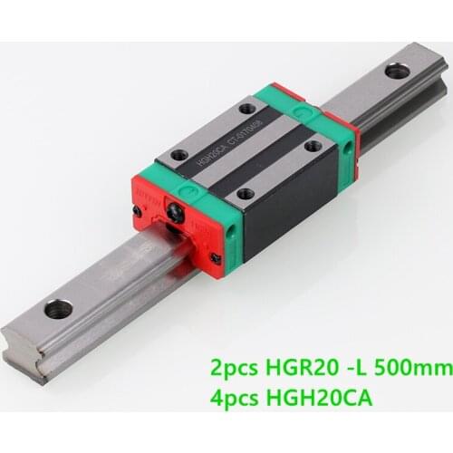 2pcs Linear Guide Rail HGR20 -L 500MM + 4pcs HGH20CA Linear Narrow Blocks CNC Router Parts China Made