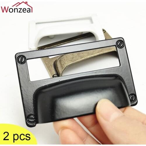 2pcs Retro Metal Antique Vintage Drawer Knobs Cupboard Handle Kitchen Cabinet Office Home Label Frames Holder Pull Handles
