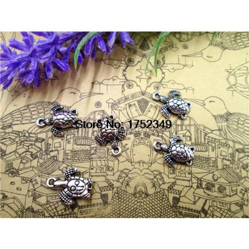 20pcs--Turtle Charms, Antique Tibetan Silver Tone Sea Tortoise pendants/charms, Sea turtle 15x11mm