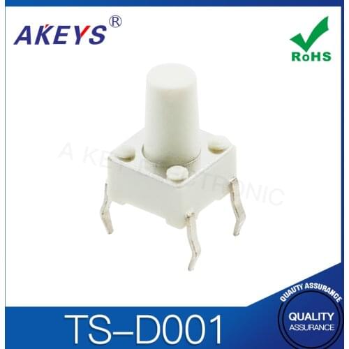 200PCS TS-D001 6*6 Red Tactile Switch 4 Pin Tact Switch DIP Copper Pin Push Button Switch