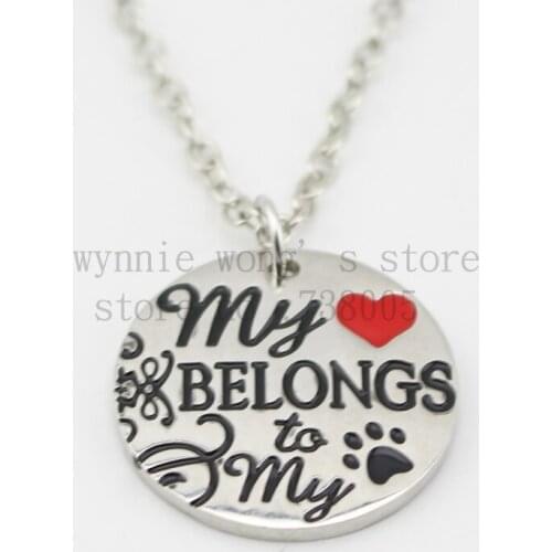 2015 New arrival "My Heart Belongs to My Dog " Necklace Red Heart pet Paw Print necklace Dog Cat Lover Gift Jewelry
