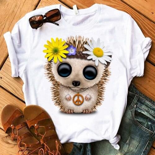 2021 Hedgehog T-Shirt Summer Women Anime Clothes Harajuku Vogue Kawaii Casual Female Easy Matching Round Neck Tshirts