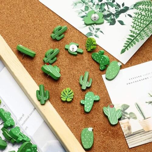 30Pcs Wooden Push Pins Cactus Palm Leaf Thumb Tack Decor Cute Pushpins for Wall