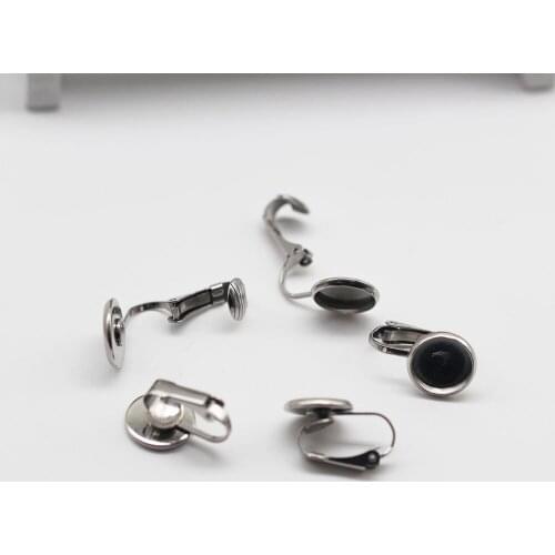 50pcs Stainless Steel Non-pierced Clip Back Clip On Earrings 6-20mm Blank Bases Settings Tray Cabochon For DIY Earring Making