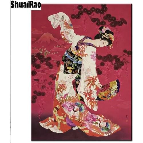 5D DIY Diamond Painting japanese geisha dancing Diamond Embroidery 3d cross stitch girl FULL square round diamond mosaic kit