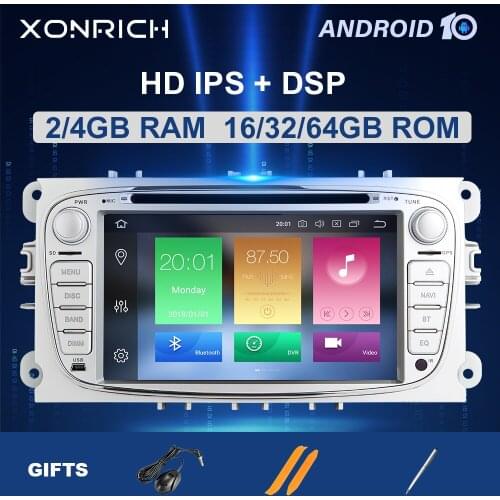 7'' 2 Din Android 10 GPS Car Radios Car Multimedia player For Ford/Focus/S-Max/Mondeo 9/GalaxyC-Max Audio DVD Player4GB 64GB DSP