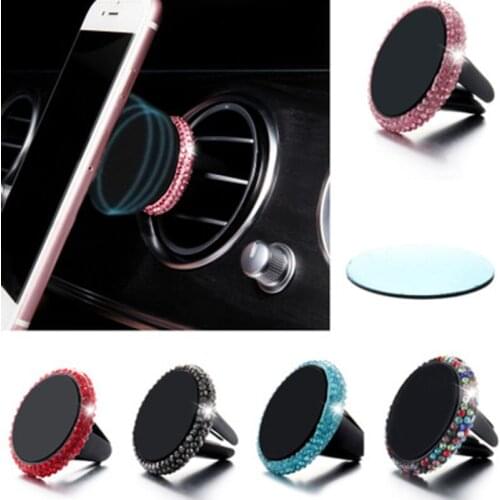 Car Ornament Clip Luxury Diamond Mobile Phone Magnet Bracket Perfume Trim Decoration Auto Air Outlet Clip Accessories Gifts