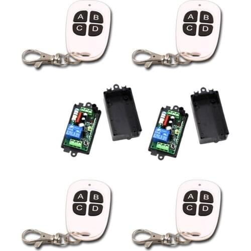 AC110V 220V 1 CH 1CH RF Wireless Remote Control Switch System 4pcs Waterproof Transmitters + 2pcs Receiver Self-lock/Jog 315/433