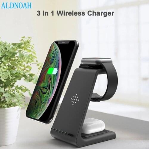 15W QI 3 In 1 Wireless Charger For iPhone 12 11 XS Airpods pro iwatch 5 4 Fast Charge Wireless Charge Stand For Samsung S21 S20
