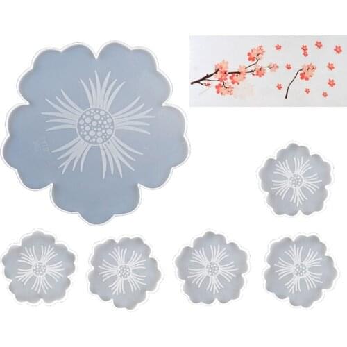 Large Flower Shape Resin Coaster Molds DIY Silicone Tray for Fruit Cup Geode Agate Platter Epoxy Resin Molds Art Crafts