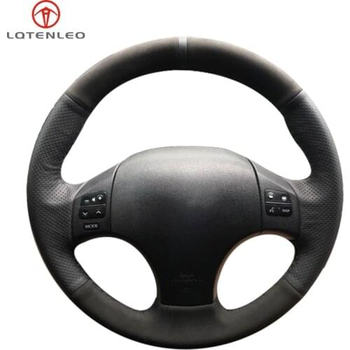 LQTENLEO Black Genuine Leather Suede Steering Wheel Cover For Lexus IS IS250 IS250C IS300 IS300C IS350 IS350C F SPORT 2005-2011