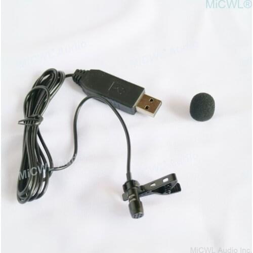 Black USB Microphone Tie Clip Lavalier Computer Laptop Mics