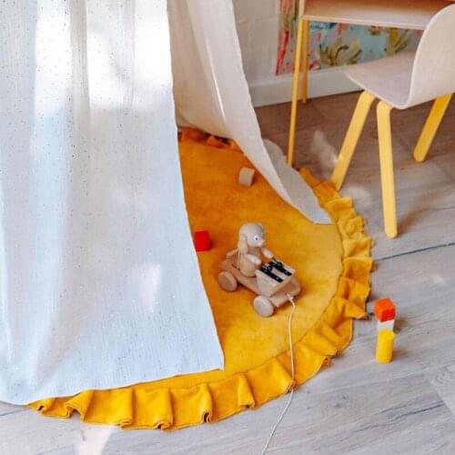 Baby Play Mat infant Crawling Carpet Kid Room Floor Rug Round Game Pad Velvet Playmat Children toddler Creeping cushion Ruffle