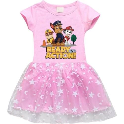 PAW PATROL Girls Summer Dress Kids Butterfly Dress for Girl Princess Birthday Party School Casual Wear Girls Cartoon Dresses