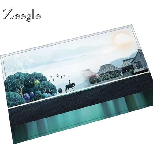 Zeegle Scenic Printed Doormat Floor Mat Home Creative Mat Flannel Soft Absorbent Bathroom Door Mat Door Entrance Carpet