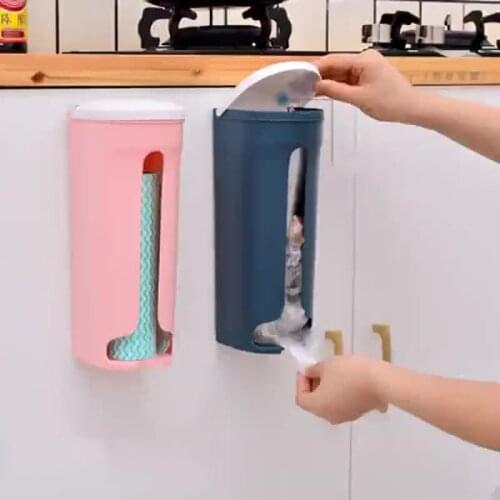 Home Kitchen Bathroom Self Adhesive Garbage Bag Storage Box Wall Mounted Removable Plastic Sack Sanitary Napkin Container