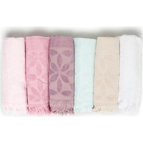 Enza 6-Piece Embossed Tasseled Microfiber Cotton Healthy Soft Women Men Young Adult Super Absorbent Face Bath Towel Colorful