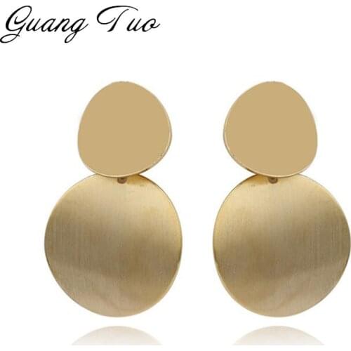 ES2136 Wavy Double Round Dangle Earrings Handmade Retro Geometric Drop Earrings Ear Jewelry For Women Wholesale