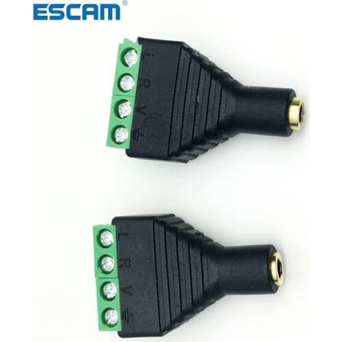 ESCAM 3.5mm 3pcs 1/8 Inch Stereo Male & Female Plug to AV Screw Video Balun Terminal Jack 3 pin Terminal Block Plug Connector