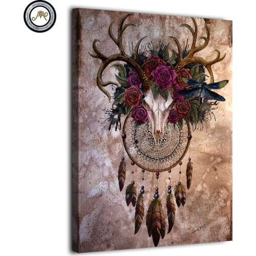 HD printed 1 panel canvas painting abstract skull dreamcatcher by Sunima Art wall pictures for living room posters and prints