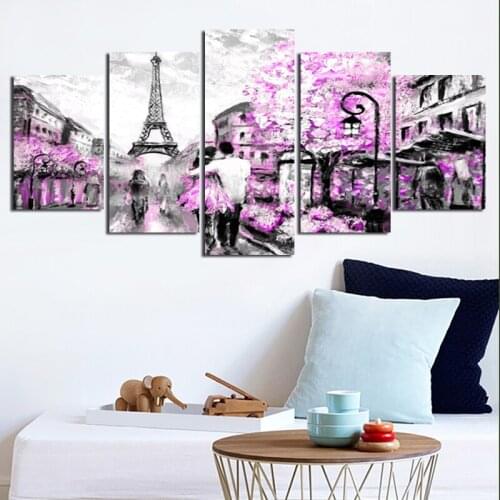 Conbination Canvas Painting Landscape Poster Paris Eiffel Tower Wall Art Poster and Print for Room Gift Home Decor