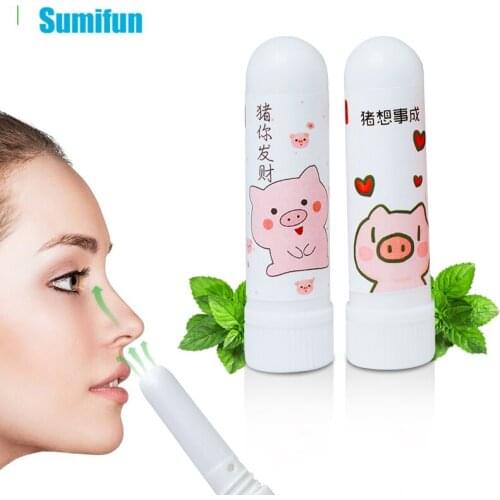 1pcs Rhinitis Mint Cream Cartoon Nasal Inhaler Refresh Nose Sticks Essential Oil Cold Headache Cooling Cream Herbal Ointments