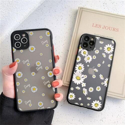 Fashion Cute Flowers Phone Case For iPhone 12 11 Pro Max 12 Mini X XR XS Max 7 8 Plus SE 2020 Transparent Matte Shockproof Cover