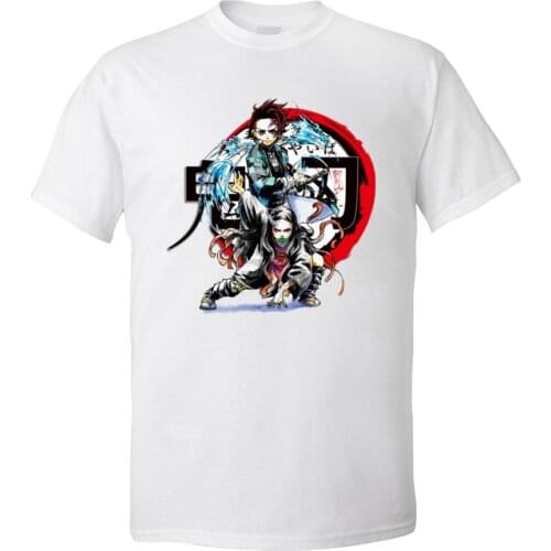 Demon Slayer 100% Cotton Tees for Men Custom T Shirt Normal Funky Crewneck T-Shirt Short Sleeve Drop Shipping Tshirt