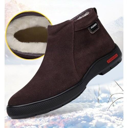 Men Shoes Casual Fashion Warm Top Leather Winter Men Snow Boots Size 38-44 Vintage Style Boots Business