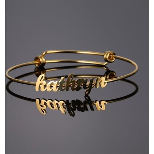 Custom Personalized Name Rose Gold Color Stainless Steel Bracelets for Women Men Customized Name Nameplate Bracelet Jewelry Gift