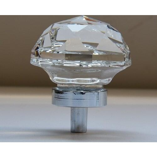 Transparent glass drawer tv cabinet shoe cabinet knobs pull silver chrome zinc alloy with glass crystal kitchen cupboard handles
