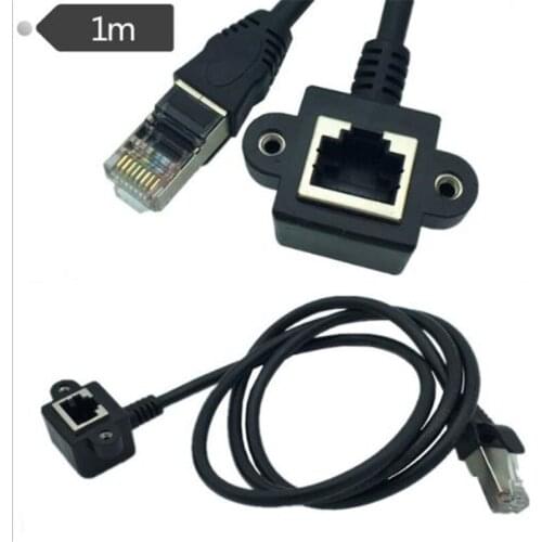 RJ45 Ethernet Network Broadband Router Extension Interface Connector Crystal Head Male to Master Ear Elbow Cable 1 m