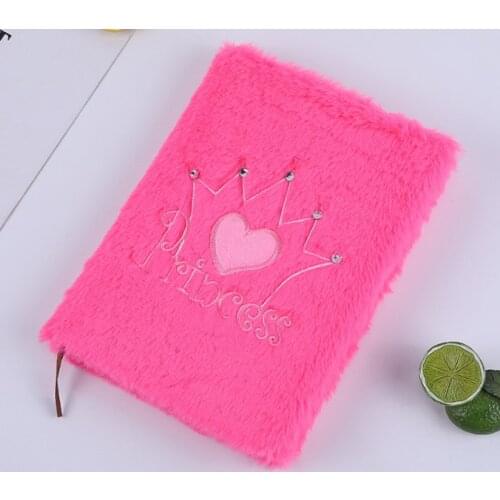 Romantic Crown Embroidery Notepad Plushed Cover Pink Princess Notebook Students Diary Book Fashion Girls Hand Account Book