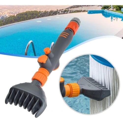 Handheld Pool Filter Cleaner 6 Holes Anti-Leak Ergonomics Pool Filter Element Cleaning Brush for Outdoor Tub