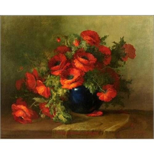 Needlework for embroidery DIY DMC Color High Quality - Counted Cross Stitch Kits 14 ct Oil painting - Red Poppies