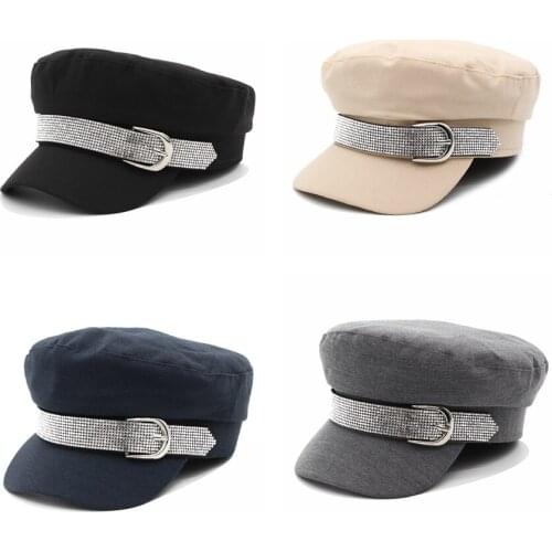 Beanie Beret Winter women black navy hat Octagonal hat fashion bright diamond hat men women Decoration performance wholesale