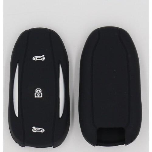 Silicone Key Cover Remote Fob Pocket For Tesla Model S Silicon Key Covers Case Holder 75D 90D P100D Keychain Styling