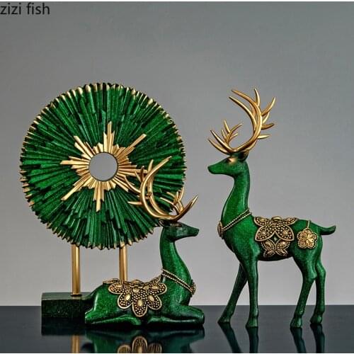 Nordic Painted Deer Statue Animal Figurines Living Room Decoration Desk Crafts Ornaments Resin Sculpture Modern Home