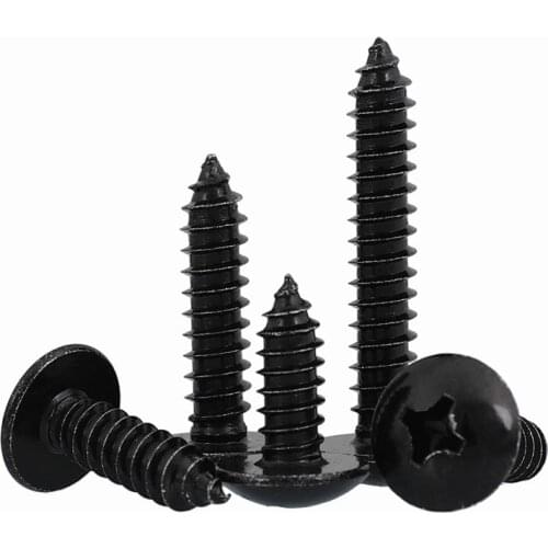 M3 M4 M5 M6*L steel with black Phillips Truss Head (Cross Recessed Mushroom Head) Self Tapping Screws