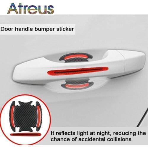 4Pcs Car Sticker Door Handle 5D Reflective Carbon Fiber Decal For Honda Civic Fit Peugeot 206 307 308 407 207 3008 208 508 2008